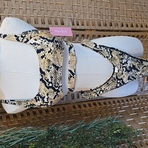 Womens Straps Cutout Bikini Cheeky Bottom Two Pieces Swimwear Snake